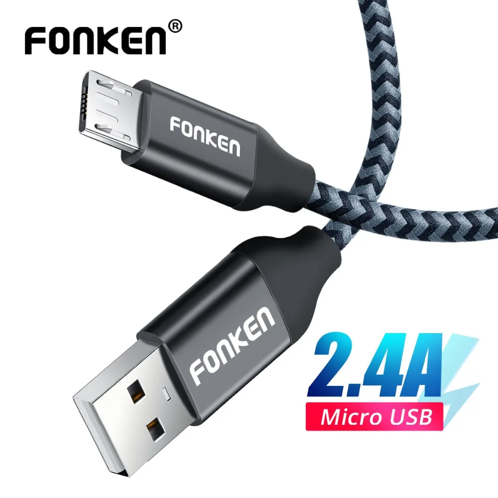 Micro USB кабель FONKEN быстрое зарядное устройство мини для телефона QC3.0 2.4A зарядный