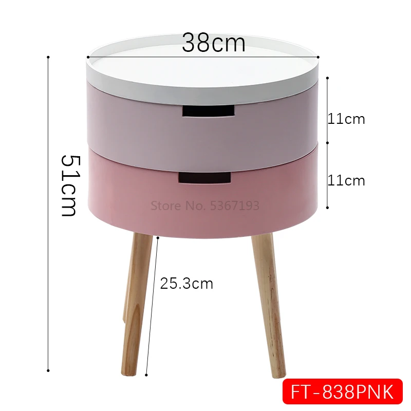 pink colour Твердая древесина, скандинавский креативный журнальный столик, простой столик для дивана, угловой столик, несколько кроватей, круглый стол - Цвет: pink colour