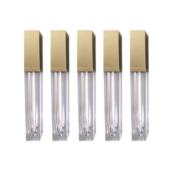 

5pcs 6ml Gold Lip Gloss Tubes DIY Empty Cosmetic Container Refillable Bottles Liquid Lipstick Storage Bottle