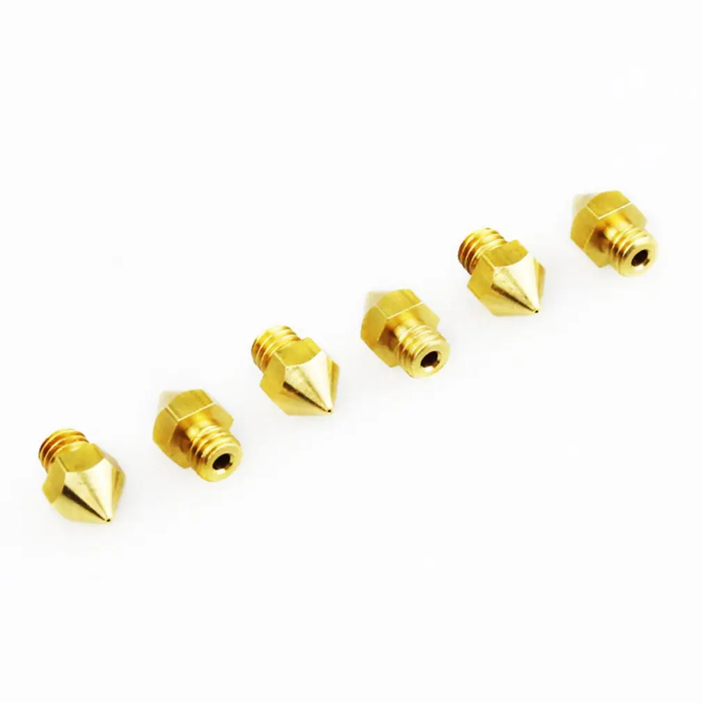 Anet 3d printer nozzles 1pcs 0.2/0.3/0.4/0.5mm mixed M6 extruder MK8 Copper Nozzle for a6 a8 e10 e12 reprap I3 3D accessories