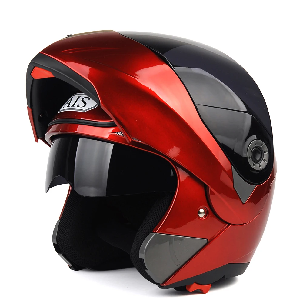 

2019 AIS Full Face Motorcycle Helmet Modular Motobiker Helmet With Inner Sun Visor Moto Motocross Flip Up Helmet Capacete Casco