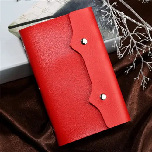 red PURDORED, 1 шт., 108 слотов, держатель для карт из искусственной кожи, чехол для визиток, функциональная сумка, минималистичный кошелек, сумка для ID карт, Tarjetero Hombre - Цвет: red