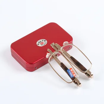 

Vazrobe Mini Reading Glasses Men Women Foldable Diopter Presbyopia Man Case Free +100 150 200