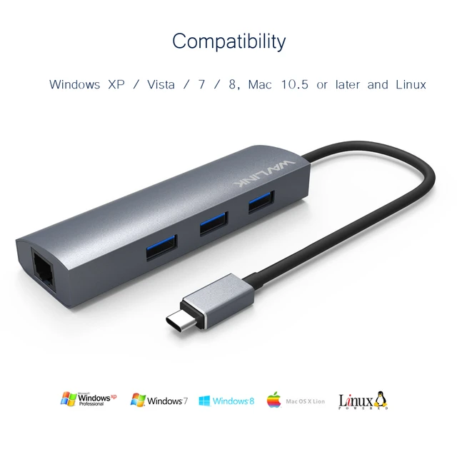 USB-C, USB-A to Gigabit Ethernet Adapter for Mac and Windows