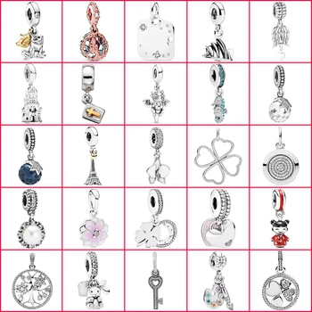 

2019 New 100% 925 Sterling Silver Charm Logo Bracelet Beads Charm Women Charm DIY Jewelry Gift Free Shipping