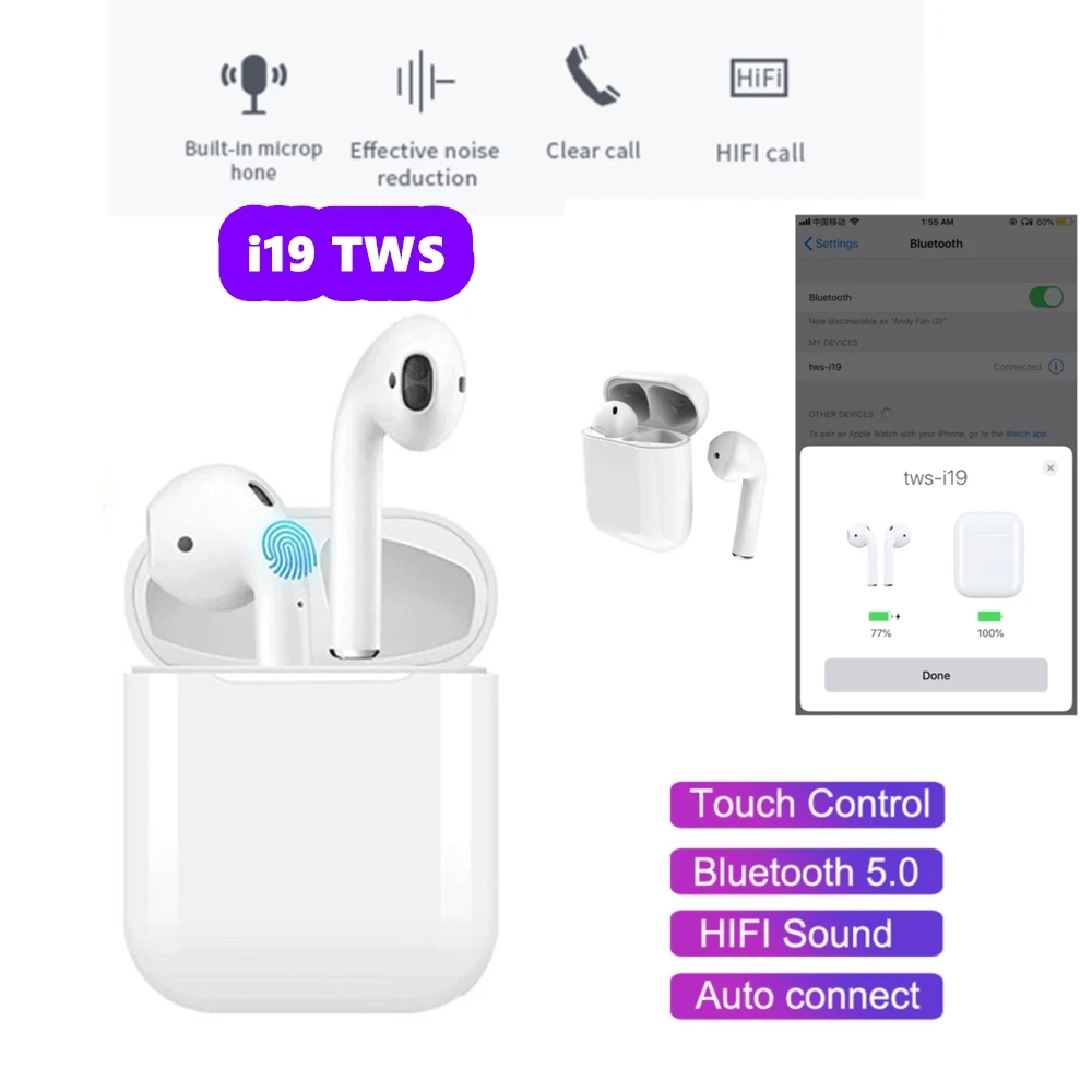 

Wireless sports 3D Bluetooth stereo TWS I 19 headset Jerry 6919 chip intelligent touch