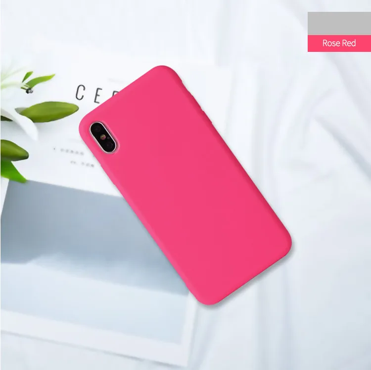 Однотонный силиконовый чехол для iPhone XS 11 Pro Max XR XS Max X 6 6S 7 8 Plus, мягкий ТПУ чехол USLION, карамельный цвет, чехол для телефона - Цвет: Розовый