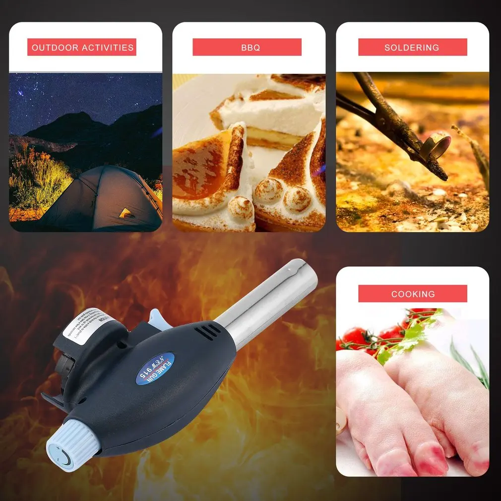 Flame Gas Torch Gas Burner Gun Flame Thrower Torch Lighter Automatic Piezoelectricity Ignite Soldering Tool