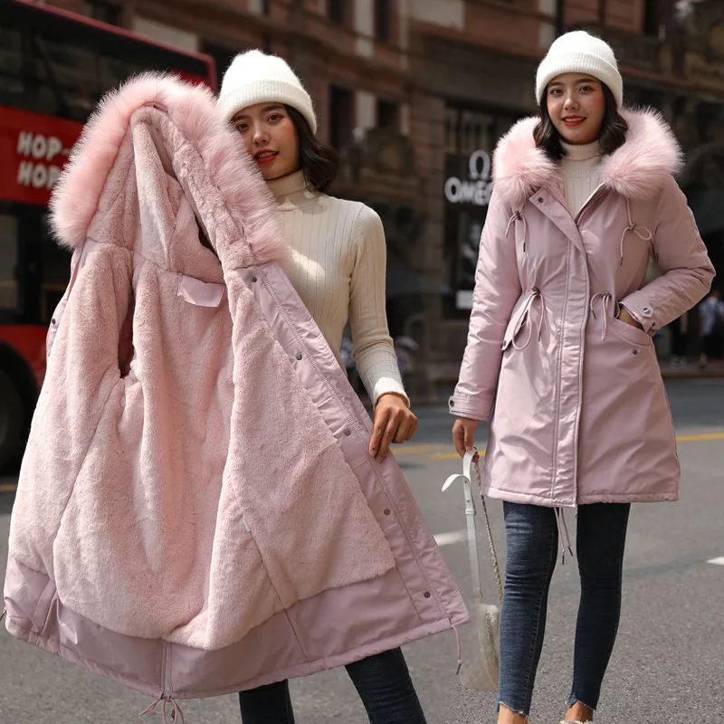 

Parka Cotton-padded Clothes Women's Mid-length over-the-Knee 2019 Winter Large Size Thick down Jacket Cotton-padded Clothes Coat