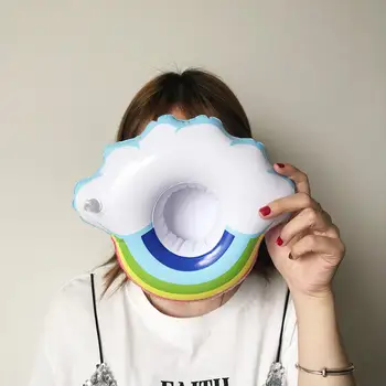 

Ins Style Rainbow Cloud Shape Inflatable Water Swimming Pool Drink Cup Stand Holder Float Toy Coasters For Beverage Beer Bottle