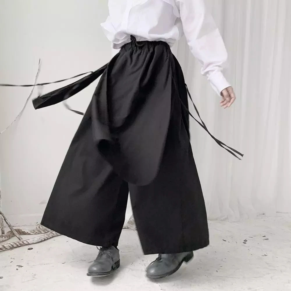 Yamamoto dark Yoji ретро Восточный нишевой дизайнер хлопок и лен леггинсы на завязках|Брюки |