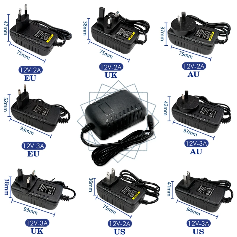 5pcs/lot AC 100V - 240V To DC 5V 12V 1A 2A 3A 5A 6A 8A 10A Lighting Transformers Power Supply Adapter Converter Charger