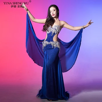 

Handmade Diamond Performance Wear Set Women Belly Dance Costume India Sexy Oriental Dance Bra+Skirt BellyDance Competition Sets
