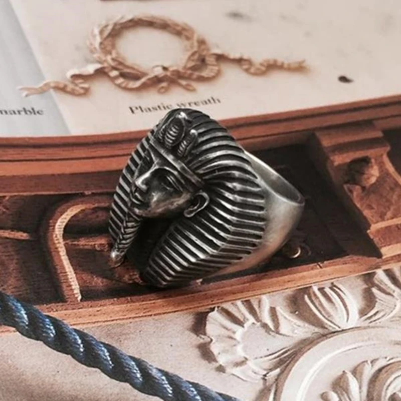 Мужские s кольцо из нержавеющей стали 316L египетское кольцо тутанхамун для мужчин Древний фараон египетские кольца Панк Байкер ювелирные изделия