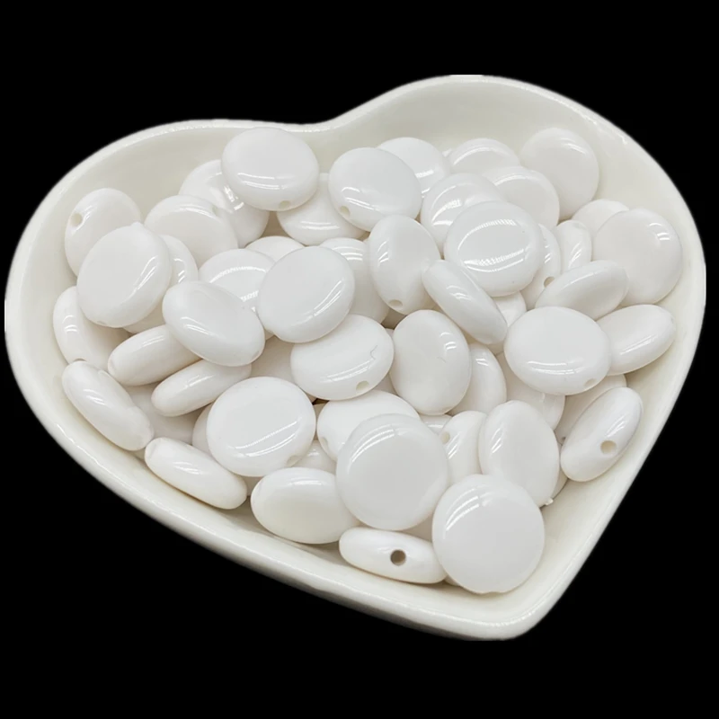 50 Perles Acrylique Opaque Blanc 8 Mm - Livraison Gratuite - Neuf