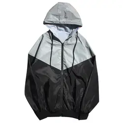 Мужской светоотражающий пиджак одежда для пары Harajuku ветровка куртки с капюшоном уличная куртка женская спортивная одежда для отдыха на