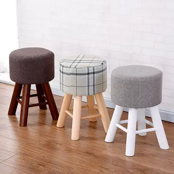 

Solid Wood Desk Stool Home Makeup Stool Change Shoe Modern Simple Dining Stool Adult Creative Sofa Stool