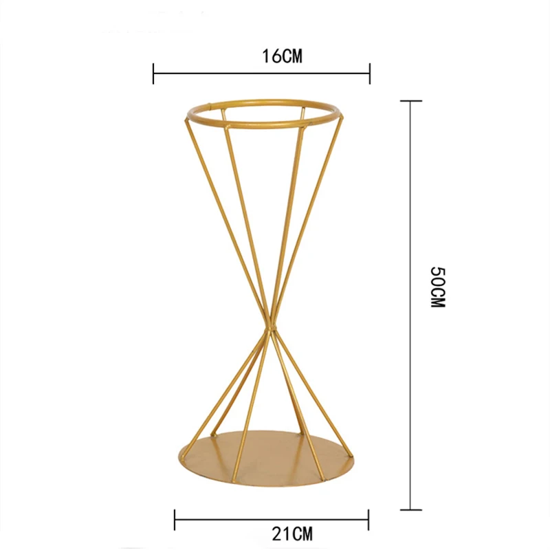 Свадебные реквизиты из кованого железа маленькие украшения на талии стол центральный цветок стенд витая дорога Руководство ваза для цветов золото белый - Цвет: D gold