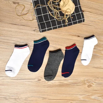 

2019 Mens Socks Cotton Fashion Solid Color Stripes Boat Socks Summer Male Casual Breathable Socks Boy New Meias 5pairs/lot