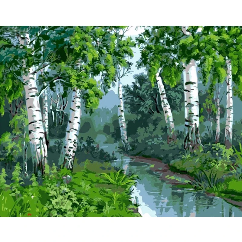 

Forest Landscape Oil Painting Coloring By Numbers Kits Adult Gift Drawing Canvas Oil HandPainted DIY Picture Scenery Home Decor