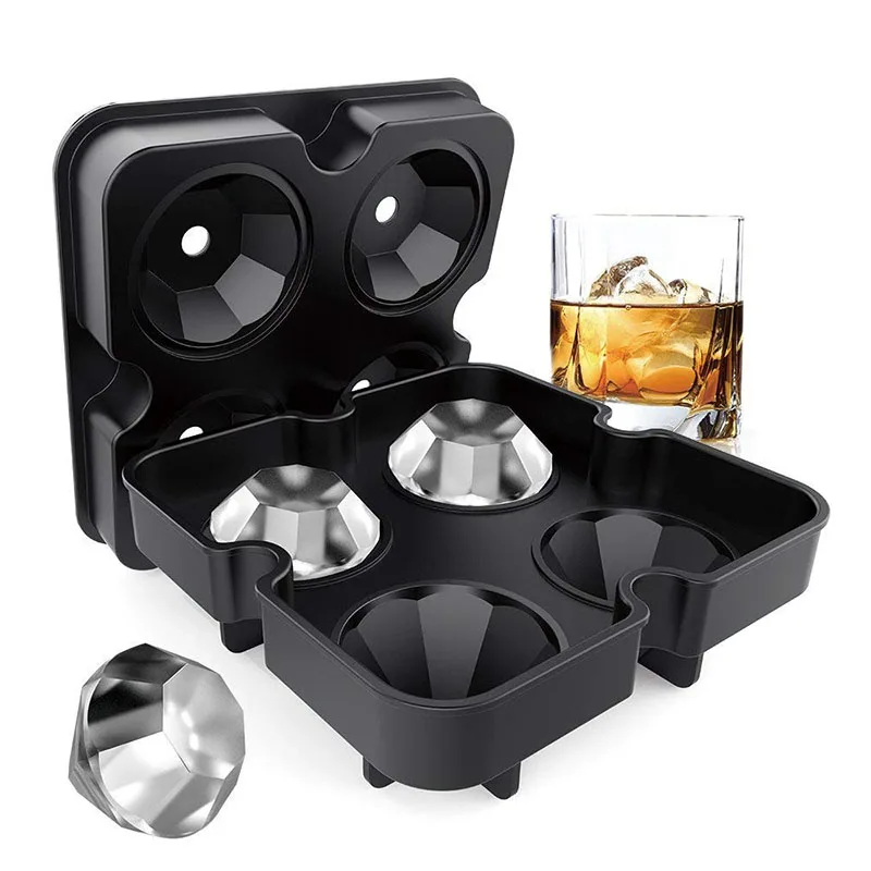 4 ячейки Алмазная форма льда силикагель герметичность мороженое шоколадное желе