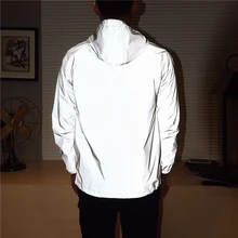 Mens Reflective Hoodie Biker Coat Boys Travel Hip Hop Sport Tops Waterproof Night Running BB55