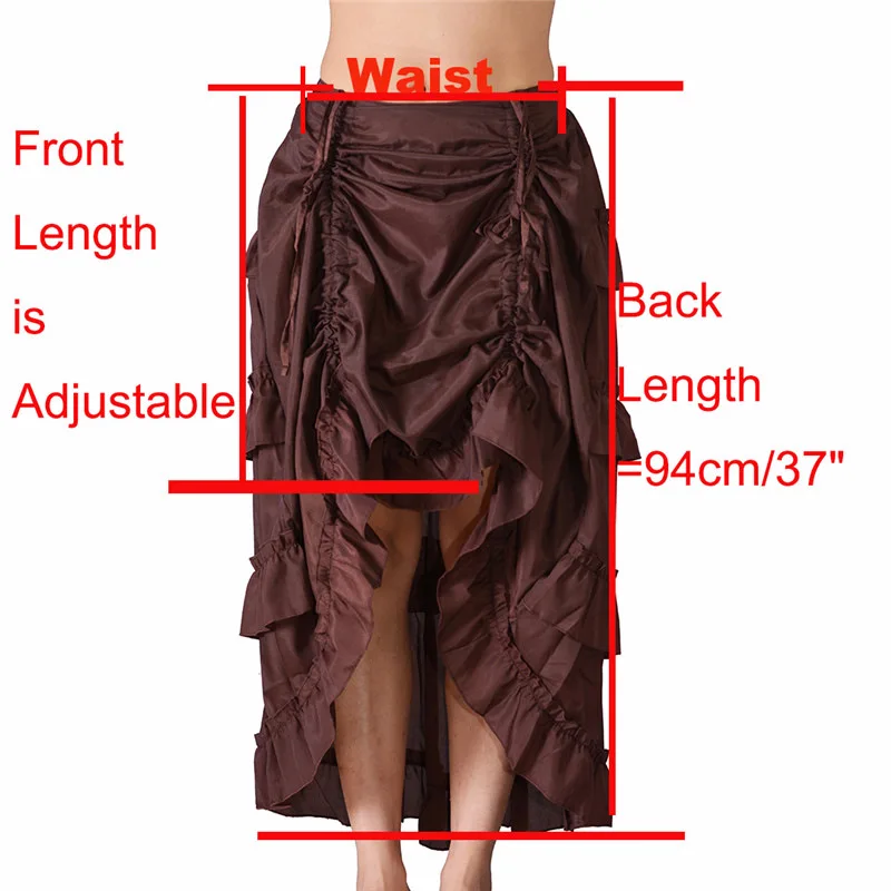 Gothic Corset Skirt Victorian Steampunk Long Ruffle Vintage Irregular Silk Costume Skirt Hip Hop Dance Stage Pirate Skirt