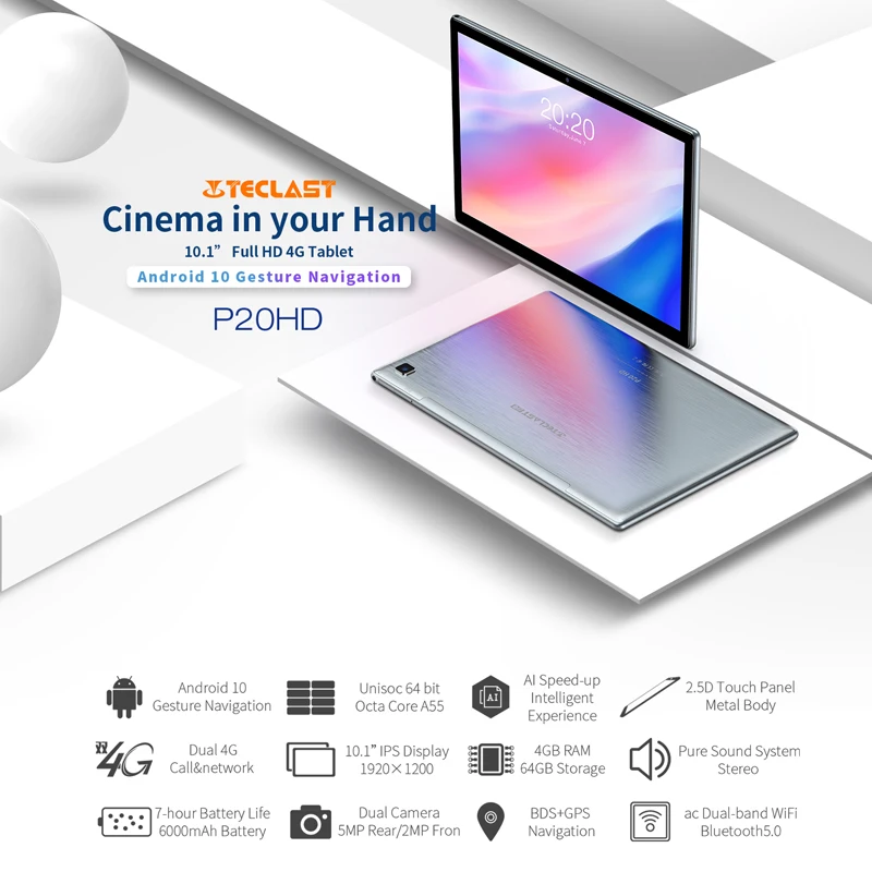 Teclast P20HD планшет Восьмиядерный экран 10 1 дюймов 4 Гб ОЗУ 64 ПЗУ|Планшеты| |