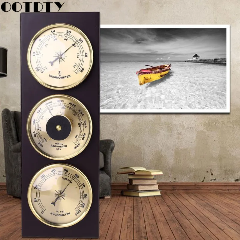 3 шт./компл. термометр барометр гигрометр метеостанция с деревянной рамкой