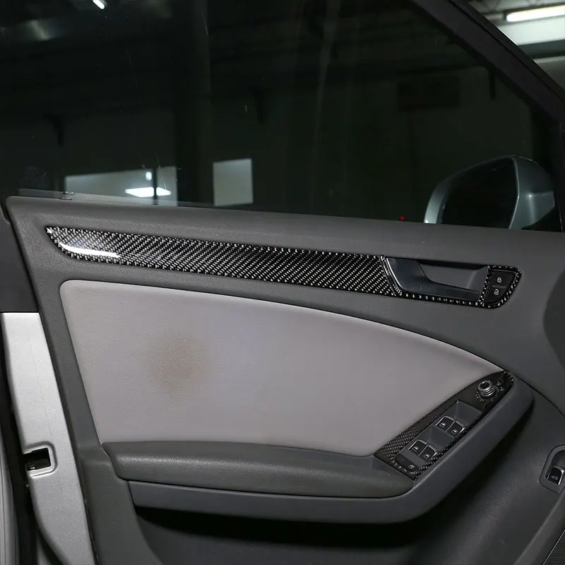 4 шт настоящие Углеродные волокна межкомнатные двери декоративные панели 3D интерьерные аксессуары наклейки для Audi A4L/A5 2009