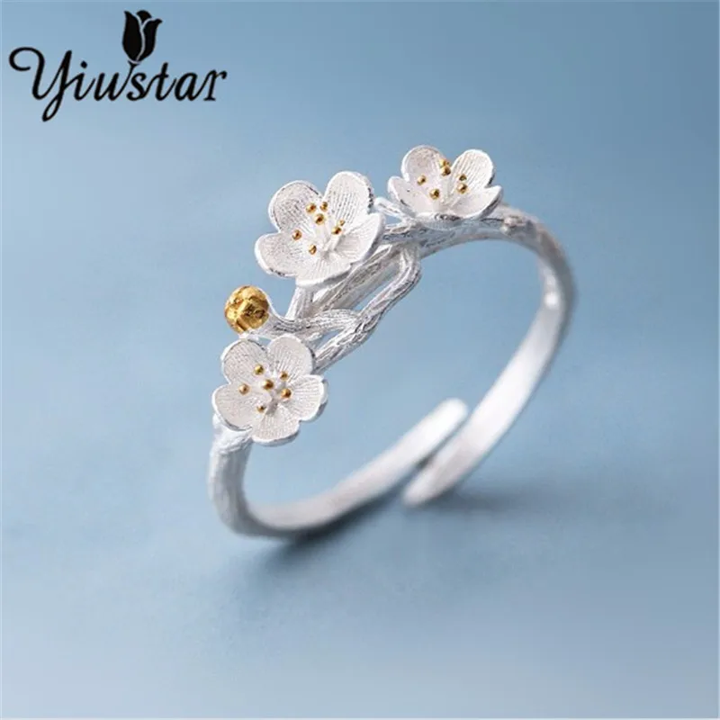 Yiustar Новинка модный Спиннер женские кольца с цветком лотоса для женщин ювелирные