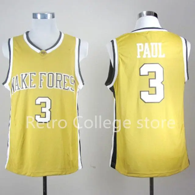 

high quality #3 Chris Paul Wake Forest College Retro throwback Basketball Jersey Embroidery Stitched