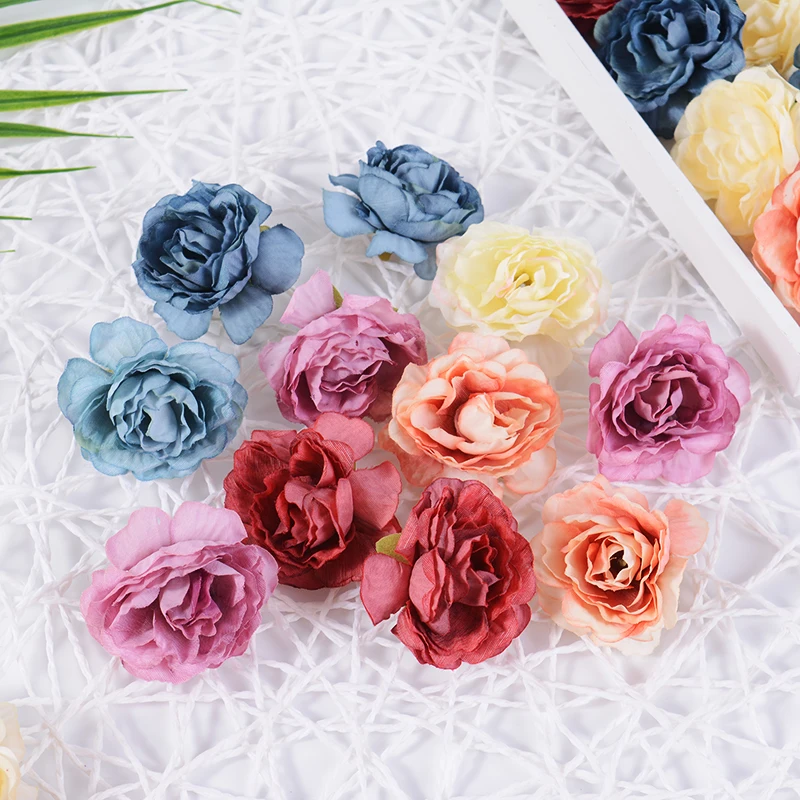10pcs Silk Rose Flower Head for DIY Wedding Party Bridal Hair Accessories 5cm 