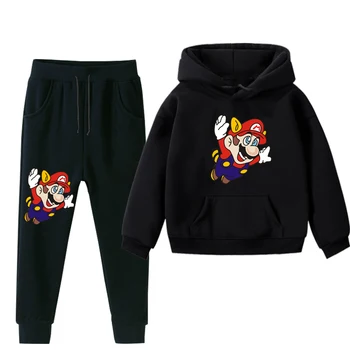 

Cartoon Mario Sweatshirt Pants Printed Kids Hoodie Fashion Casual Children Cotton Hoodies Comfortable Sweatshirt Suit