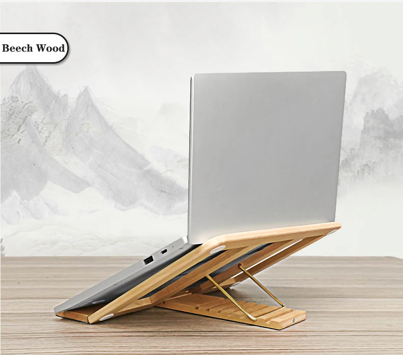 Universal Wood Laptop Stand For Macbook Air Pr 13 Desk 10-17.3 Inch Storage Detachable Wooden Notebook Holder Laptop Accessories laptop cooling fan