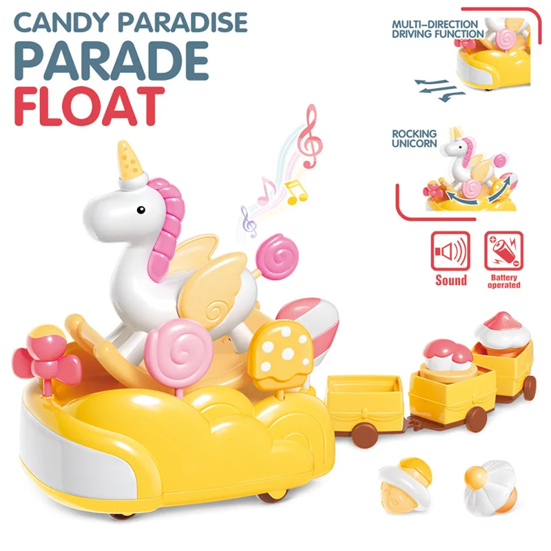 

Children'S Educational Play House Electric Unicorn Ice Cream Parade Floats Light Included Light Music 360 Whirligig Toy