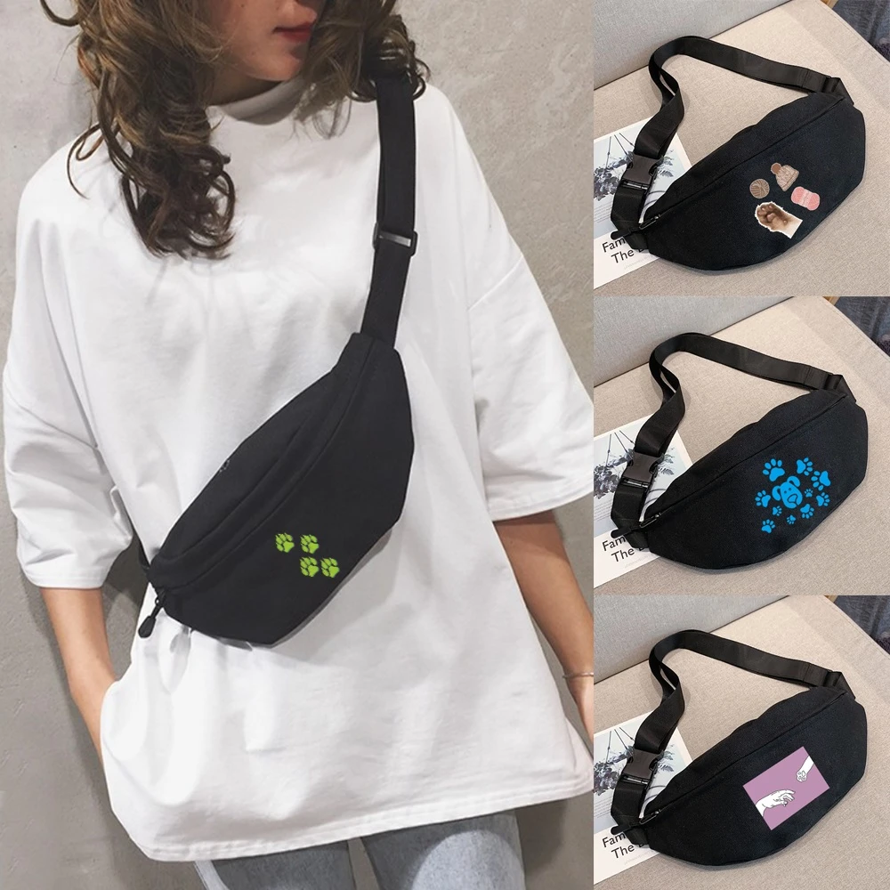 Riñoneras con de huellas para hombre y mujer, Mini bolso cruzado con estampado de huellas, a la moda|Riñoneras| - AliExpress