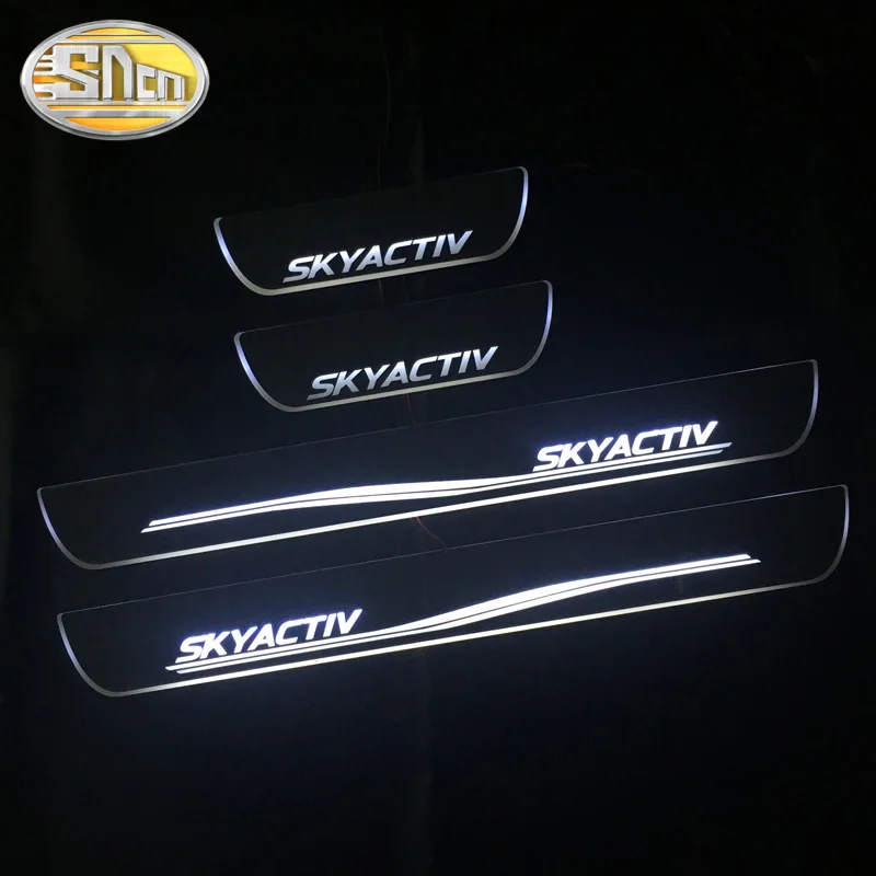 4PCS Acrylic Moving LED Welcome Pedal Car Scuff Plate Pedal Door Sill Pathway Light For Mazda 2 3 6 CX-3 CX-5 CX-30 Skyactiv