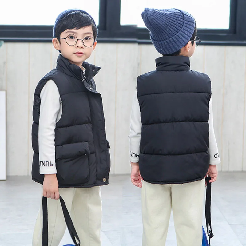 Sleeveless Jacket children vest Solid Winter Warm For Children Thicken Down Vest For Boys Girls Kids Waistcoat Teenagers Child Clothes