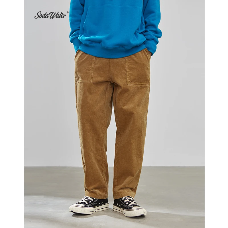 SODAWATER Men Corduroy Pants Harajuku Loose Fit Casual Cotton Long Trousers Autumn Winter Basic Vintage Male 93325W| |