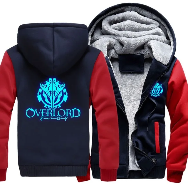 Men's Hooded Anime Overlord Fleece Thicken Hoodie Unisex Hoodies& Sweatshirts Hoody Jacket Coat US Size TOP - Цвет: Серебристый
