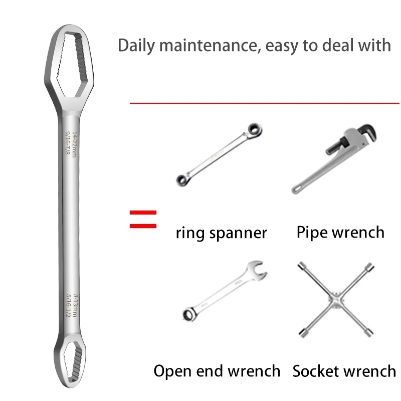 8-22mm Multifunction Double-Head Key Screw Nuts Wrenches Repair Hand Tools For Car Bicycle Universal Spanner Ratchet Wrench