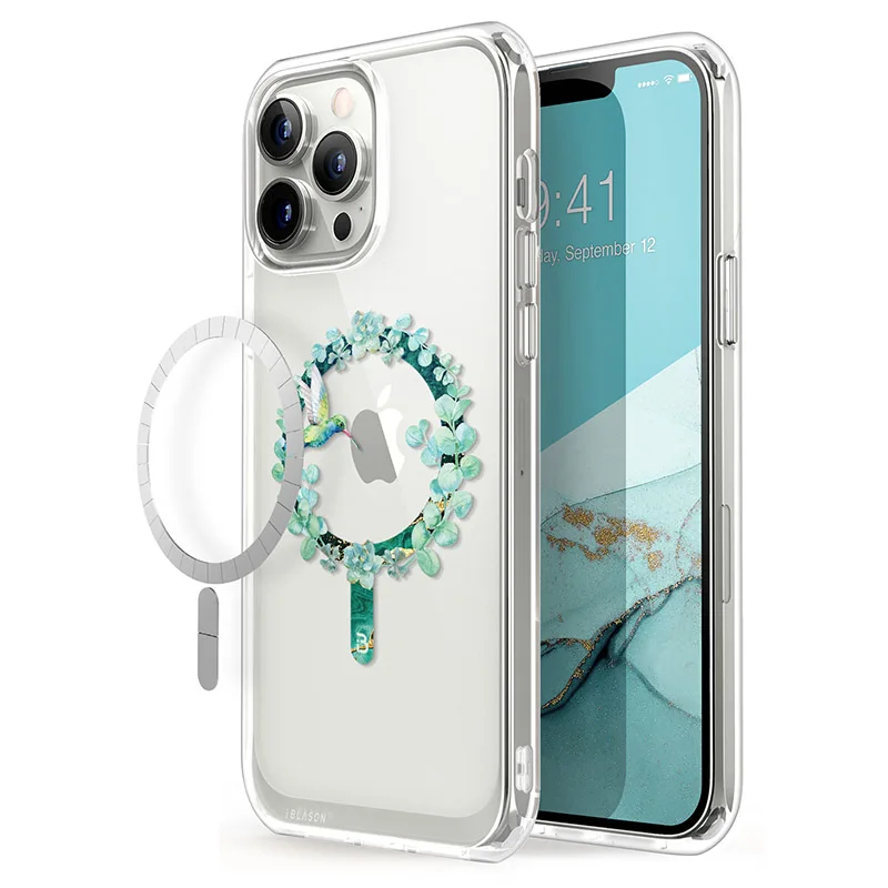 For iPhone 13 Pro Max Case 6.7 inch (2021 Release) I-BLASON Halo Slim Clear Case with TPU Inner Bumper Compatible with MagSafe phone flip cover Cases & Covers