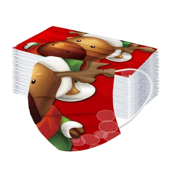 

10/20/50adult Christmas Reindeer Print Masks Disposable Elk Christmas Mask Mascaras Breathable Mouth Masks Mondkapjes Masque