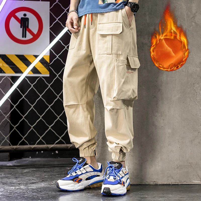 Men Cargo Pants Leisure Loose Baggy Long Multi-pockets Hip Hop