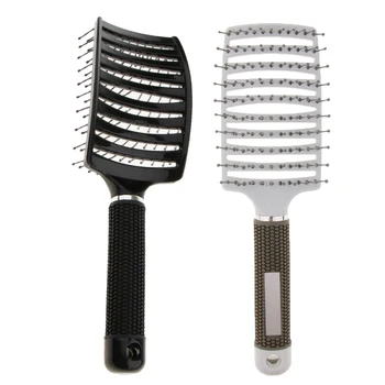 

2Pcs Large Curved Vented Hair Brush For Detangling Drying Scalp Massager, for Women Home Salon Use, Black+White