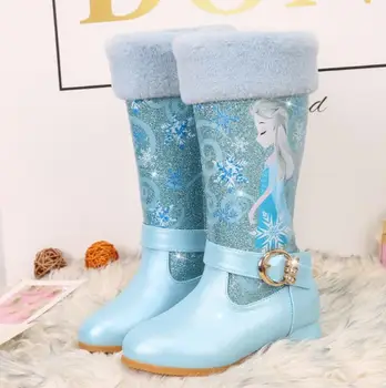 

New Children's girl snow Princess cotton boots Kids Elsa plus velvet thick warm sequined booties