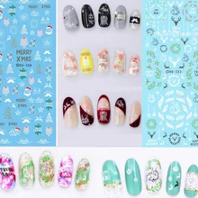 Рождество Маникюр водяная маркировка клейкая бумага фототерапия Ногтей польские Поставщики Цветочные наклейки Санта Клаус Лось колокол Снежинка