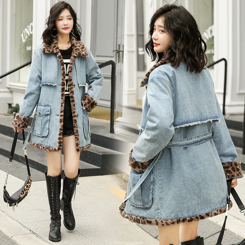 

Cowboy Loose-Fit Cotton-padded Clothes Women's Mid-length 2019 New Style Fashion INS Hong Kong Style Korean-style Thick Lamb's W