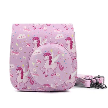 

For Fujifilm Instax Mini 9 8 Camera Accessories Pink Horse PU Leather Instant Camera Shoulder Bag Protector Cover Case Pouch